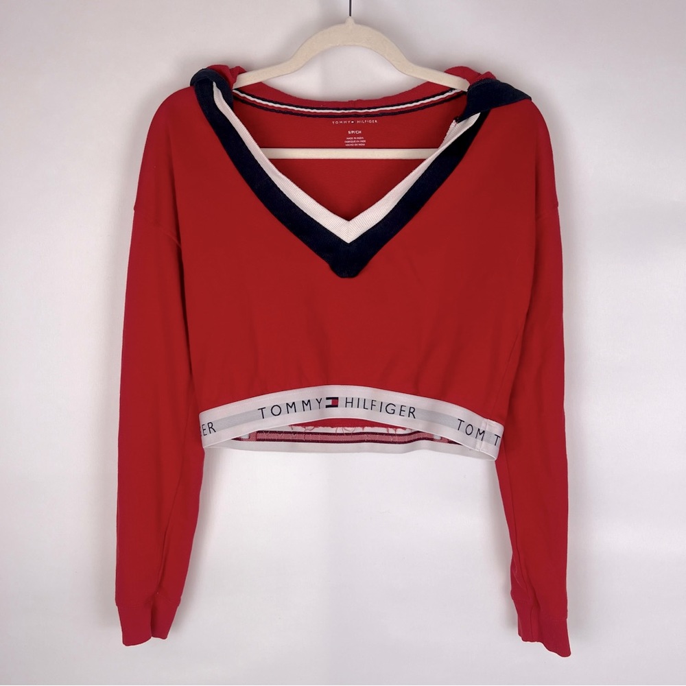 Tommy Hilfiger Retro Long Sleeve Cropped Lounge Hoodie Size Small